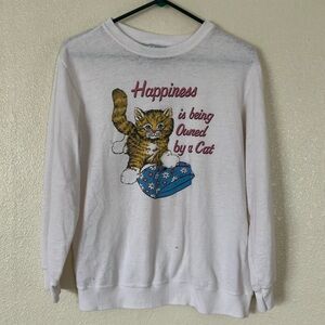 VTG Blair Threadbare Cat Graphic Sweatshirt, M